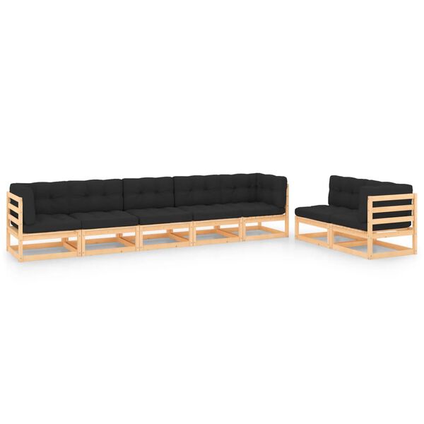 vidaXL 7-tlg. Garten-Lounge-Set mit Kissen Massivholz Kiefer
