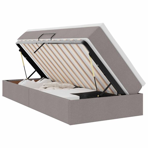 vidaXL Aufbewahrungsbett mit Matratze Taupe 90 x 190 cm Polyester