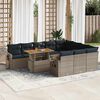 vidaXL 11-tlg. Garten-Sofagarnitur mit Kissen Grau Poly Rattan