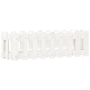 vidaXL Hochbeet Lattenzaun-Design Wei&szlig; 100x30x30 cm Massivholz Kiefer