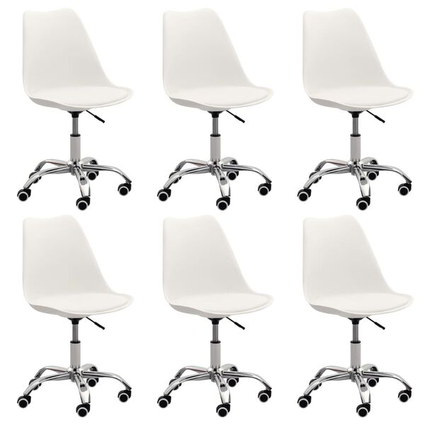 vidaXL Esszimmerst&uuml;hle 6 Stk. Wei&szlig; Kunstleder