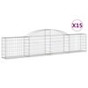 vidaXL Gabionen mit Hochbogen 15 Stk. 300x30x60/80 cm Verzinktes Eisen