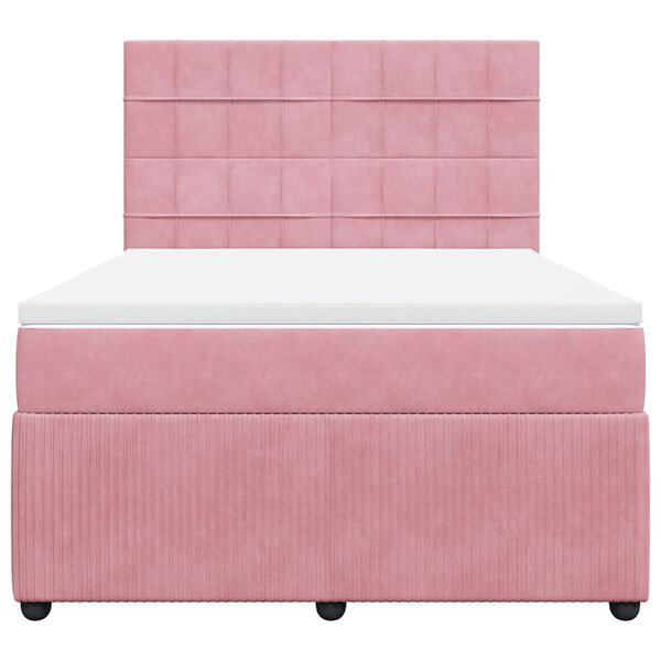 vidaXL Boxspringbett mit Matratze Rosa 140x200 cm Samt