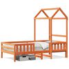 vidaXL Massivholzbett mit Dach Wachsbraun 80x200 cm Kiefer