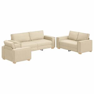 vidaXL Sofa 3 pcs Creme 220 x 80 x 84 cm Leinenmischgewebe