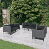vidaXL 6-tlg. Garten-Lounge-Set mit Kissen Poly Rattan Dunkelgrau