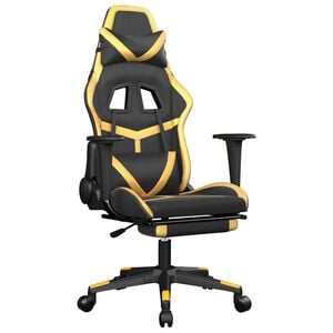 vidaXL Gaming-Stuhl mit Massage & Fu&szlig;st&uuml;tze Schwarz Golden Kunstleder