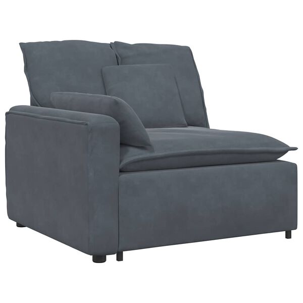 vidaXL Modulares Sofa mit Fu&szlig;hocker und Kissen Dunkelgrau