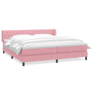vidaXL Boxspringbett mit Matratzen Rosa 180x210 cm Samt