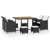 vidaXL 9-tlg. Garten-Essgruppe Poly Rattan Akazienholz Schwarz