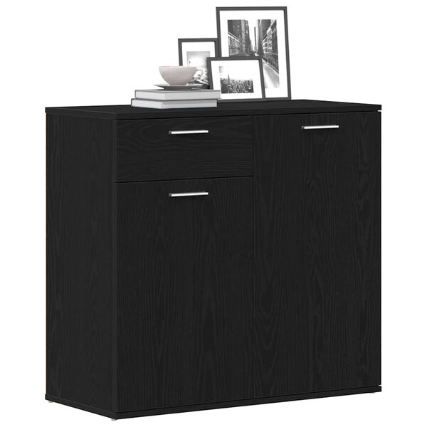 vidaXL Sideboard Schwarz Eichen-Optik 80x36x75 cm Holzwerkstoff