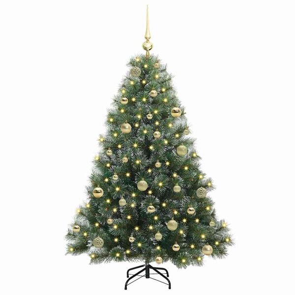 vidaXL K&uuml;nstlicher Weihnachtsbaum mit 150 LEDs Gr&uuml;n 150 cm PE und PVC