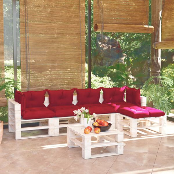 vidaXL 6-tlg. Garten-Lounge-Set aus Paletten mit Kissen Kiefernholz