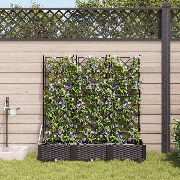 vidaXL Garten-Pflanzgef&auml;&szlig; 3 pcs Schwarz Stahl