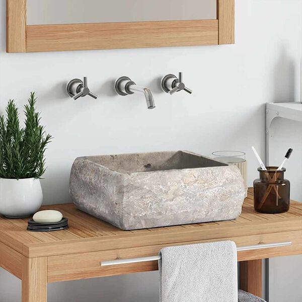 vidaXL Waschbecken Grau 30x30x13 cm Marmor