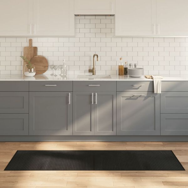 vidaXL Teppich Rechteckig Schwarz 60x200 cm Bambus