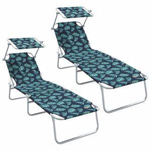 vidaXL Sonnenliege 2 Stk. Polyester Gr&uuml;n