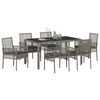 vidaXL Garten Essgruppe 7 pcs Grau Poly-Rattan