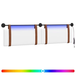 vidaXL H&auml;ngendes Kopfteil Mit LED Licht Wei&szlig; Antikes PU