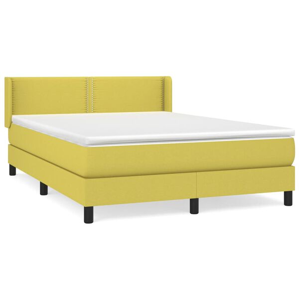 vidaXL Boxspringbett mit Matratze Gr&uuml;n 140x190 cm Stoff
