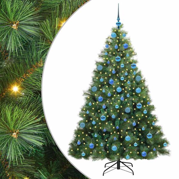 vidaXL K&uuml;nstlicher Weihnachtsbaum mit 300 LEDs Gr&uuml;n 180 cm PE und PVC