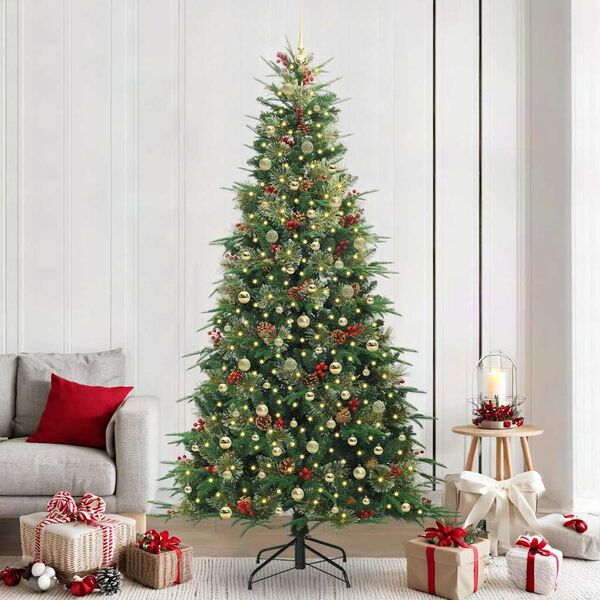 vidaXL K&uuml;nstlicher klappbarer Weihnachtsbaum Gr&uuml;n 240 cm PE und PVC
