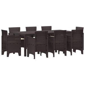 vidaXL Garten Essgruppe 9 pcs Braun Polypropylen