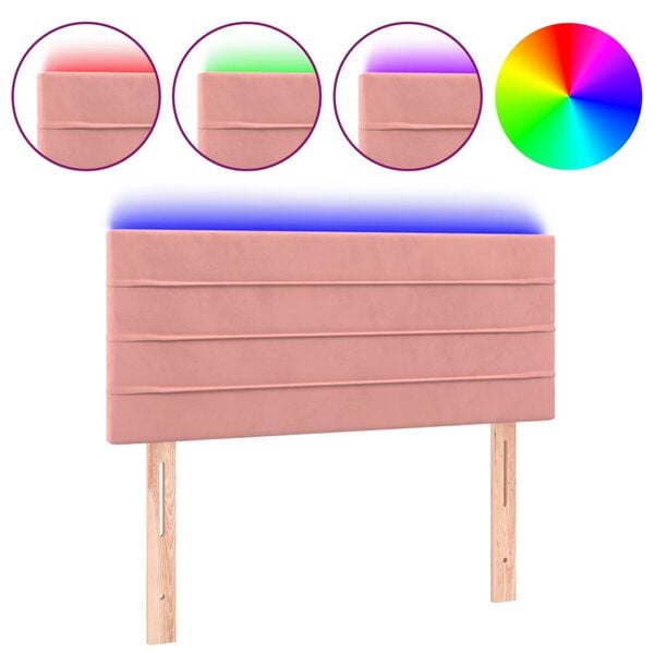 vidaXL LED Kopfteil Rosa 80x5x78/88 cm Samt