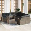 vidaXL Garten-Sofa-Set mit Kissen mit Speicher 9 pcs Grau Poly Rattan