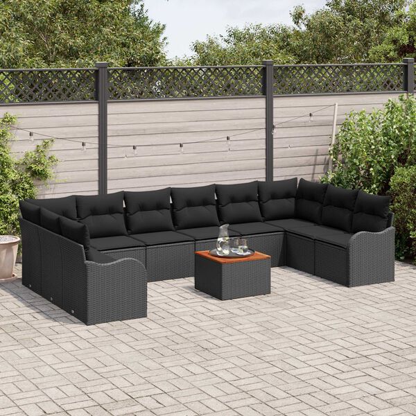 vidaXL Garten-Sofa-Set 11 pcs Schwarz