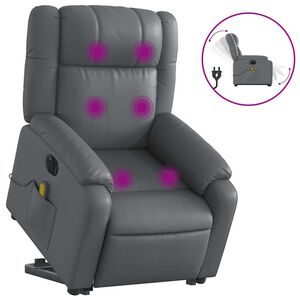 vidaXL Massagesessel mit Aufstehhilfe Elektrisch Grau Kunstleder