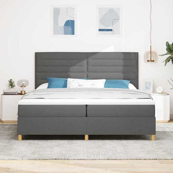 vidaXL Boxspringbett mit Matratze Dunkelgrau 200 x 200 cm Stoff