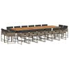vidaXL 17-tlg. Garten-Essgruppe mit Kissen Grau Poly Rattan