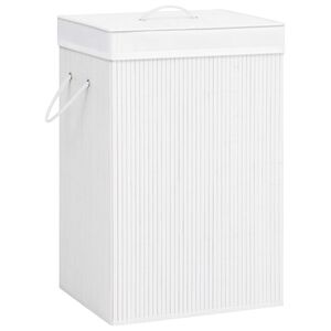 vidaXL Bambus-W&auml;schekorb mit 2 F&auml;chern Wei&szlig; 72 L