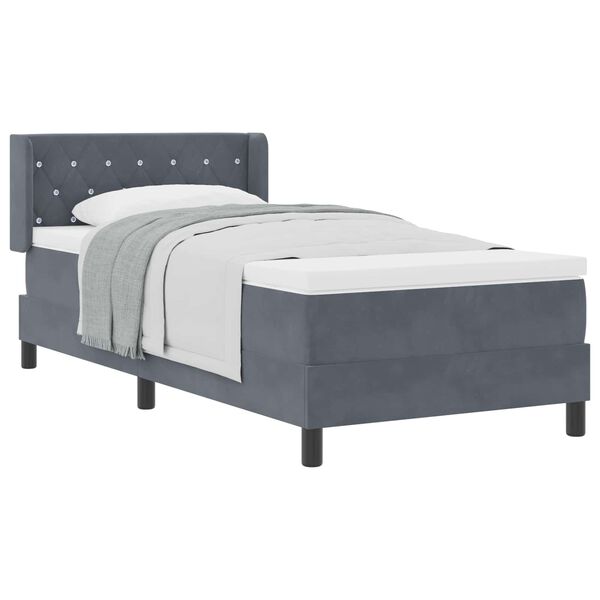 vidaXL Boxspringbett mit Matratze Dunkelgrau 200 x 90 cm Samt