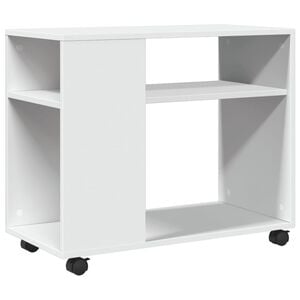 vidaXL Beistelltisch mit Rollen Wei&szlig; 70x35x60 cm Holzwerkstoff