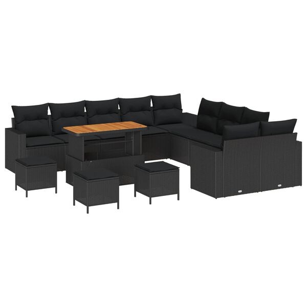 vidaXL Gartensofa-set 14 pcs Schwarz Poly-Rattan