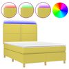 vidaXL Boxspringbett mit Matratze & LED Gr&uuml;n 140x190 cm Stoff
