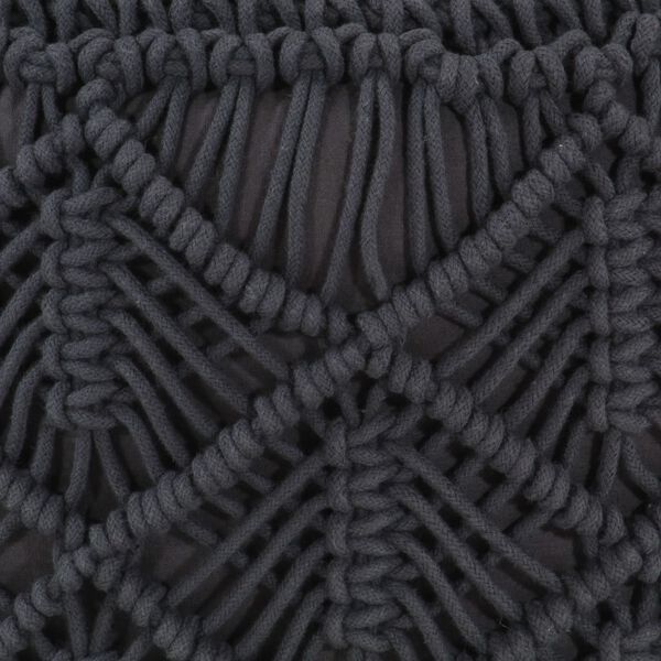 vidaXL Makramee Sitzpuff Handgefertigt Anthrazit 45x30 cm Baumwolle