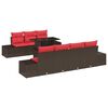 vidaXL Sofa Set 8 stk. 7-Sitzanzahl Braun und Rot Poly-Rattan