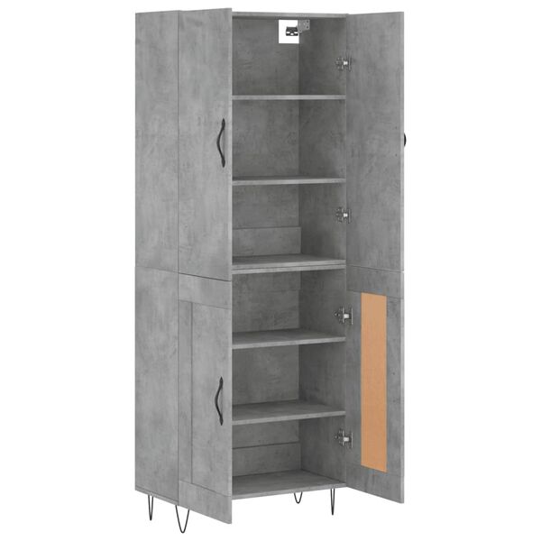 vidaXL Highboard Betongrau 69,5x34x180 cm Holzwerkstoff