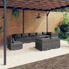 vidaXL 9-tlg. Garten-Lounge-Set mit Kissen Poly Rattan Grau