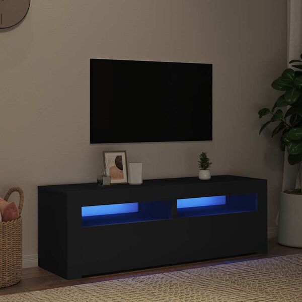 vidaXL TV-Schrank mit LED-Leuchten Schwarz 120x35x40 cm