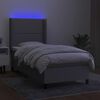 vidaXL Boxspringbett mit Matratze & LED Hellgrau 90x200 cm Stoff