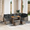 vidaXL Gartensofa-set mit Kissen mit Speicher 10 pcs Grau Poly Rattan