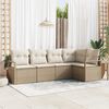 vidaXL Sofa Set mit Kissen 5 pcs Beige Poly Rattan