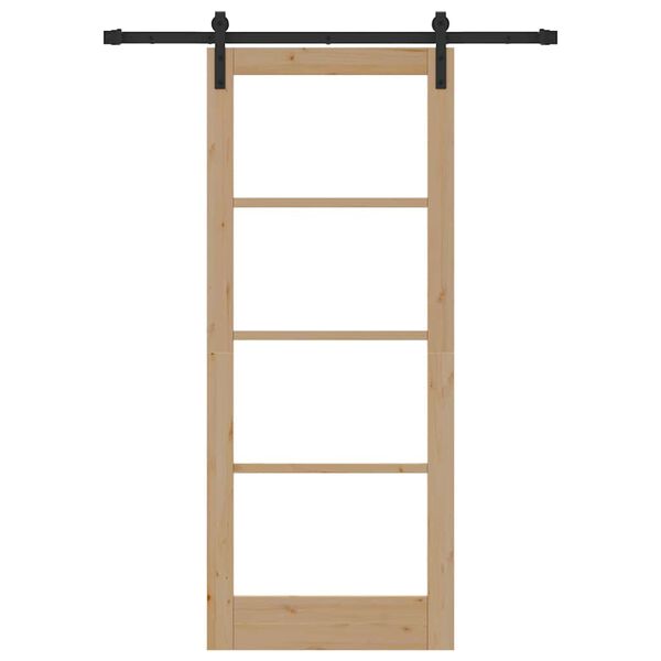 vidaXL Schiebet&uuml;r ORKDAL Natur 83 x 202 cm Massivholz Kiefer und Glas