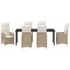 vidaXL Garten Essgruppe mit Kissen 7 pcs Beige Poly-Rattan