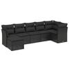 vidaXL 7-tlg. Garten-Sofagarnitur mit Kissen Schwarz Poly Rattan
