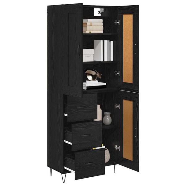vidaXL Highboard Schwarz Eichen-Optik 69,5 x 34 x 180 cm Holzwerkstoff